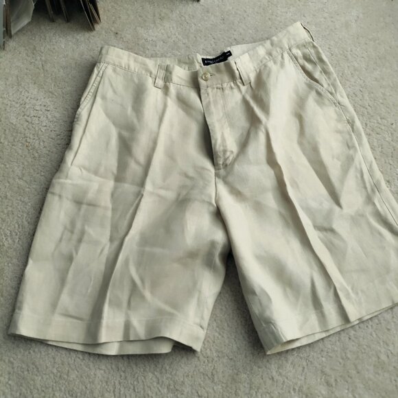 Austin Reed London 36" Mens Shorts Beige 100% Linen VGUC - Picture 1 of 4